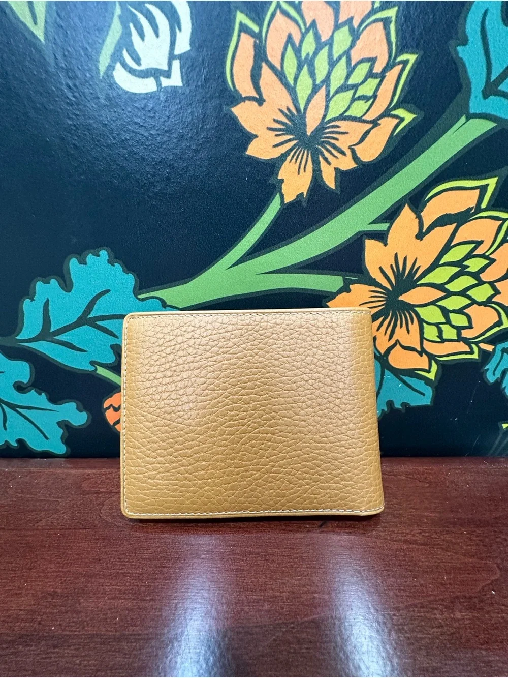 Loewe French Layout Unisex Camel Leather Money Clip Wallet Made in Spain